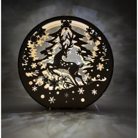 LAMPION Dekoracja Czarna ŚWIĄTECZNA Renifer ŚWIĘTA Dekoracja 3D BEZ LAMPEK