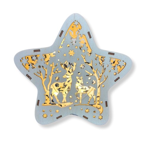 LAMPION Drewniana Gwiazdka RENIFER Święta Ozdoba Dekor Eko BEZ LAMPEK