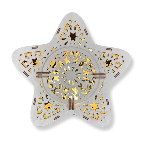 LAMPION Drewniana Gwiazdka RENIFER Święta Ozdoba Dekor Eko BEZ LAMPEK