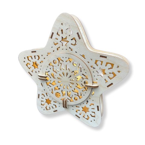 LAMPION Drewniana Gwiazdka ŚWIĄTECZNA Choinka ŚWIĘTA Dekoracja BEZ LAMPEK