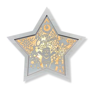 LAMPION Drewniana Gwiazdka ŚWIĄTECZNA ŚWIĘTA Dekor Ozdoba 3D BEZ LAMPEK