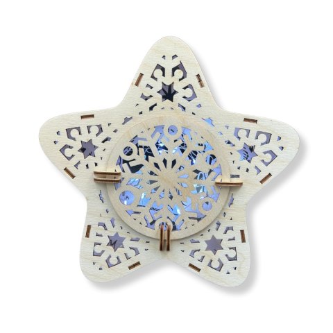 LAMPION Drewniana Gwiazdka ŚWIĄTECZNA Stajenka ŚWIĘTA Ozdoba 3D BEZ LAMPEK