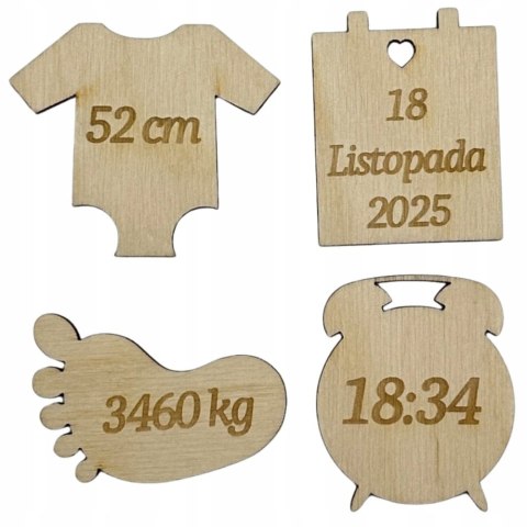Metryczka dla Dziecka Personalizowana Elementy - Zestaw do Metryczki Dekor