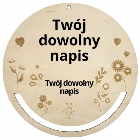 Obręcz do Makramy z Grawerem Personalizowana z Napisem Drewniana Ścienna