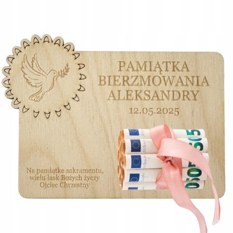 PAMIĄTKA bierzmowania Koperta na Bierzmowanie Pieniądze Elegancka Prezent