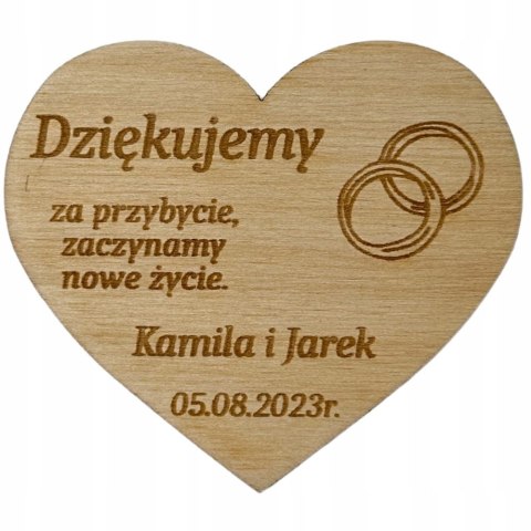 Podziękowanie MAGNES dla Gości Ślub Wesele Personalizacja Grawer 8 X 7 cm