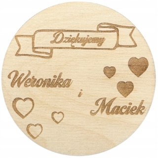 Podziękowanie MAGNES dla Gości Ślub Wesele Personalizowane Pamiątka 7 cm