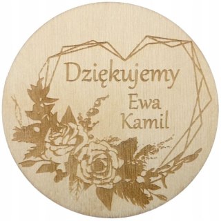 Podziękowanie MAGNES na Lodówkę dla Gości Serce z Różami Pamiątka Grawer