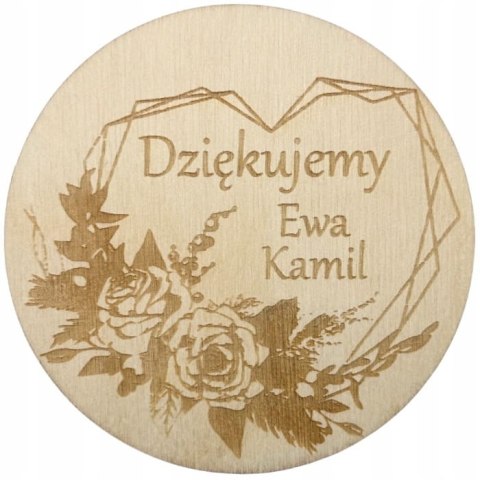 Podziękowanie MAGNES na Lodówkę dla Gości Serce z Różami Pamiątka Grawer