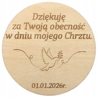 Podziękowanie dla Gości MAGNES Chrzest Święty PERSONALIZOWANE Pamiątka Eko