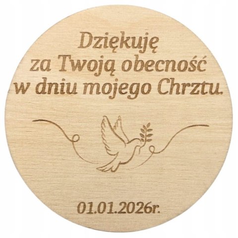 Podziękowanie dla Gości MAGNES Chrzest Święty PERSONALIZOWANE Pamiątka Eko