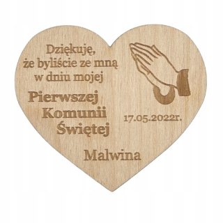 Podziękowanie dla Gości MAGNES PIERWSZA KOMUNIA PERSONALIZOWANE IMIĘ Dekor