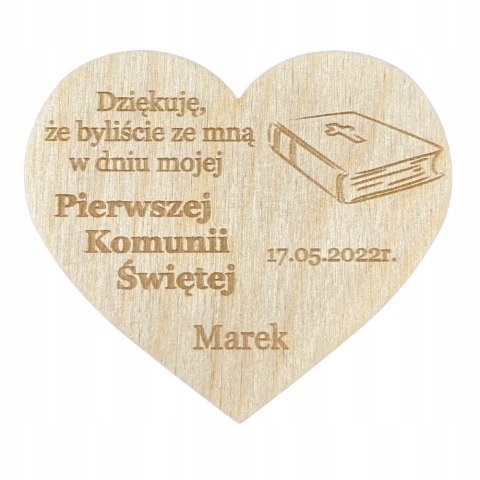 Podziękowanie dla Gości MAGNES PIERWSZA KOMUNIA PERSONALIZOWANE IMIĘ Dekor