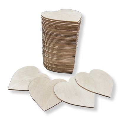 Serca ze Sklejki 8 CM - 50 sztuk do Ozdabiania Dekoracje DIY Rękodzieło Eko