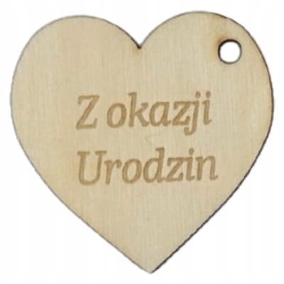 Serce Zawieszka z Grawerem Napisem na Prezent Brelok z Własnym Napisem Drewniane
