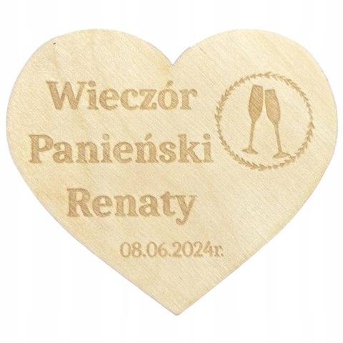 Serduszko Magnes Wieczór Panieński Serce Personalizowany z Imieniem Drewniany