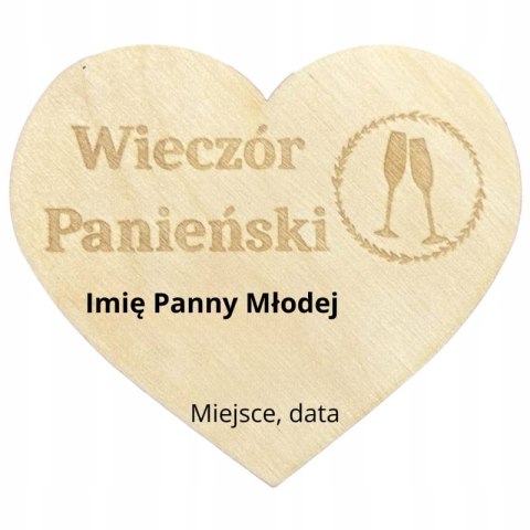 Serduszko Magnes Wieczór Panieński Serce Personalizowany z Imieniem Drewniany