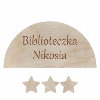 Tabliczka Biblioteczka z Imieniem Dziecka Drewniana Dekoracja Pokoju Dekor