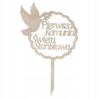 Topper na Komunię Imię Dziecka Komunia Hostia Gołąbek Personalizowany Eko