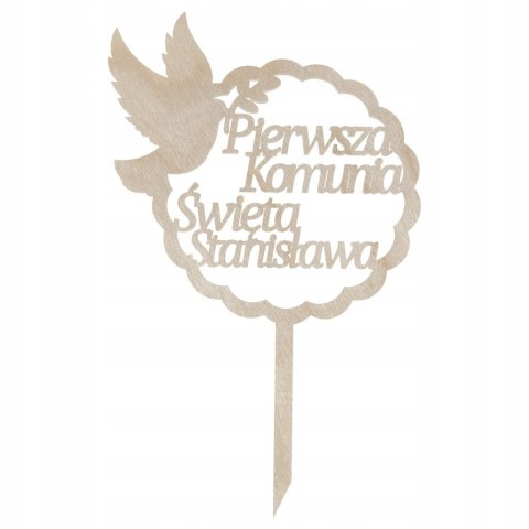 Topper na Komunię Imię Dziecka Komunia Hostia Gołąbek Personalizowany Eko