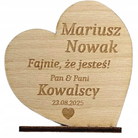 Winietka Ślubna Serce dla Gości Weselnych Imiona Gości Eleganckie Wizytówki
