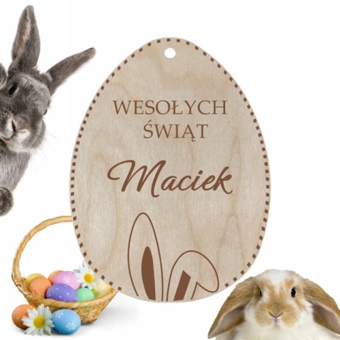 Zawieszka Jajko z Imieniem Wielkanocny Bilecik Zajączek Królik Króliczek Grawer