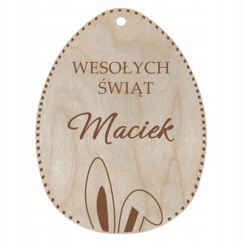 Zawieszka Jajko z Imieniem Wielkanocny Bilecik Zajączek Królik Króliczek Grawer