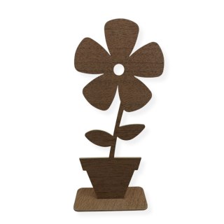 DĄB WENGE KWIATEK W DONICZCE PREZENT UPOMINEK DEKORACJA KWIATUSZEK 27 CM