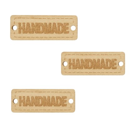 Drewniana Metka Wszywka Naszywka Etykieta Guzik HANDMADE HDF KLON 3 sztuki