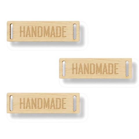 Drewniana Metka Wszywka Naszywka Etykieta Guzik HANDMADE KLON HDF 3 sztuki