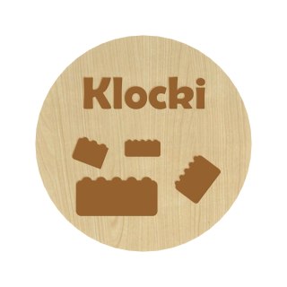 KLON PLAKIETKI TABLICZKI NA SZUFLADY ORGANIZERY POJEMNIKI DZIECI KLOCKI 8 CM
