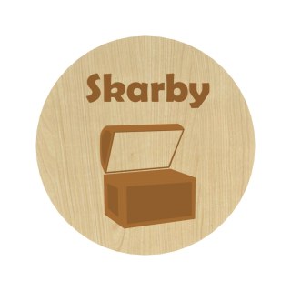 KLON PLAKIETKI TABLICZKI NA SZUFLADY ORGANIZERY POJEMNIKI DZIECI SKARBY 8 CM