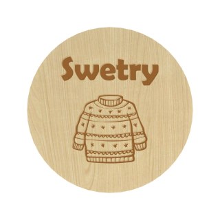 KLON PLAKIETKI TABLICZKI NA SZUFLADY ORGANIZERY POJEMNIKI SWETRY DEKOR 8 CM