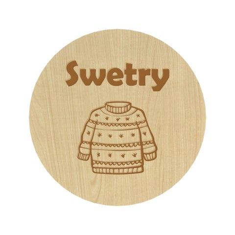 KLON PLAKIETKI TABLICZKI NA SZUFLADY ORGANIZERY POJEMNIKI SWETRY DEKOR 8 CM