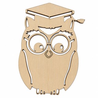 KLON SOWA SÓWKA W BIRECIE SZKOŁA NAUCZYCIEL BIRET PREZENT UCZEŃ 7,2 X 10 CM