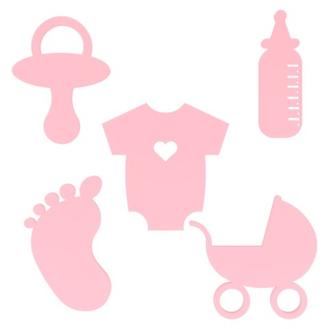 Komplet Metryczka Baby Shower Gifts Dekoracje dla Dziewczynki RÓŻOWY 50 szt.