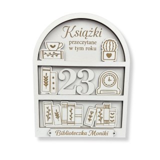 Licznik Przeczytanych Książek Z IMIENIEM Biały Personalizowany Dekor 26 cm