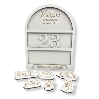 Licznik Przeczytanych Książek Z IMIENIEM Biały Personalizowany Dekor 26 cm