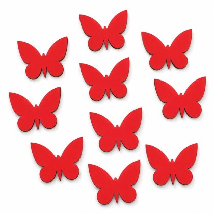 MOTYL MOTYLEK CZERWONE MOTYLKI MOTYLE NA WARSZTATY 2 CM ZESTAW 10 SZTUK