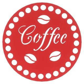 Podkładka pod Kubek Szklankę Baza do Szydełkowania Coffee z Ziarnami CZERWONY