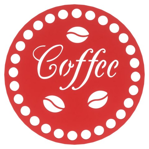 Podkładka pod Kubek Szklankę Baza do Szydełkowania Coffee z Ziarnami CZERWONY