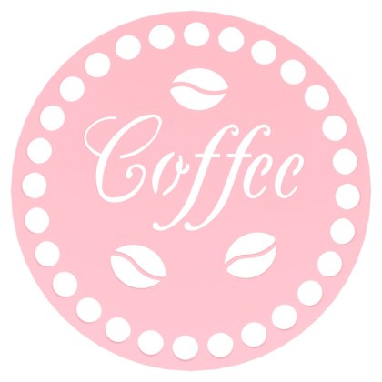 Podkładka pod Kubek Szklankę Baza do Szydełkowania Coffee z Ziarnami RÓŻOWY