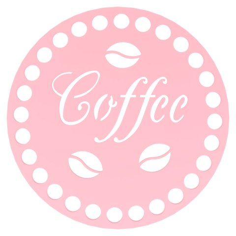 Podkładka pod Kubek Szklankę Baza do Szydełkowania Coffee z Ziarnami RÓŻOWY
