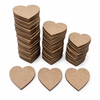 Serca Drewniane do Zdobienia Kolorowania Serduszka 100 SZTUK 5 X 5 cm SUROWY