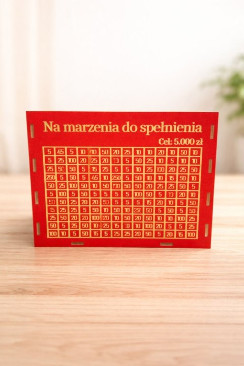 Skarbonka Wykreślanka Personalizowana z Celem na Oszczędzanie Czerwona