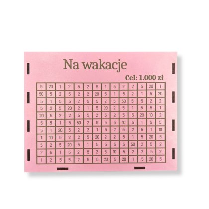 Skarbonka Wykreślanka Personalizowana z Celem na Oszczędzanie RÓŻOWA Prezent