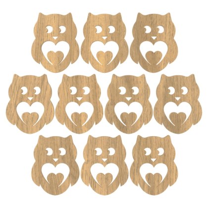 Sówka Sowa Sowy 3,2 X 4 cm Kreatywne Drewniane Rękodzieło LANCELOT 10 sztuk