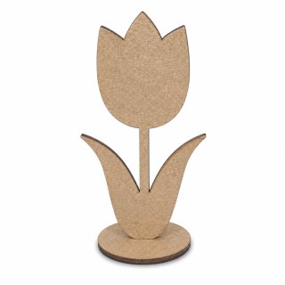 Tulipan na Podstawce Kwiatek 12 cm Drewniany Surowy do Ozdabiania Dekorowania