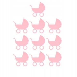 Wózek dla Dziecka Baby Shower Dekoracje Narodziny Dziecka DIY RÓŻOWY 10 szt.