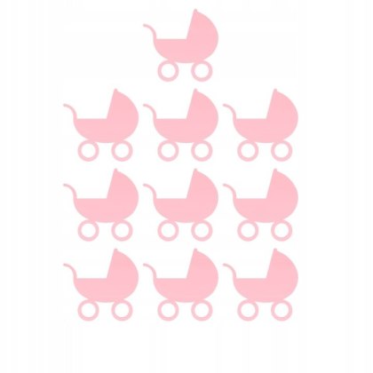 Wózek dla Dziecka Baby Shower Dekoracje Narodziny Dziecka DIY RÓŻOWY 10 szt.